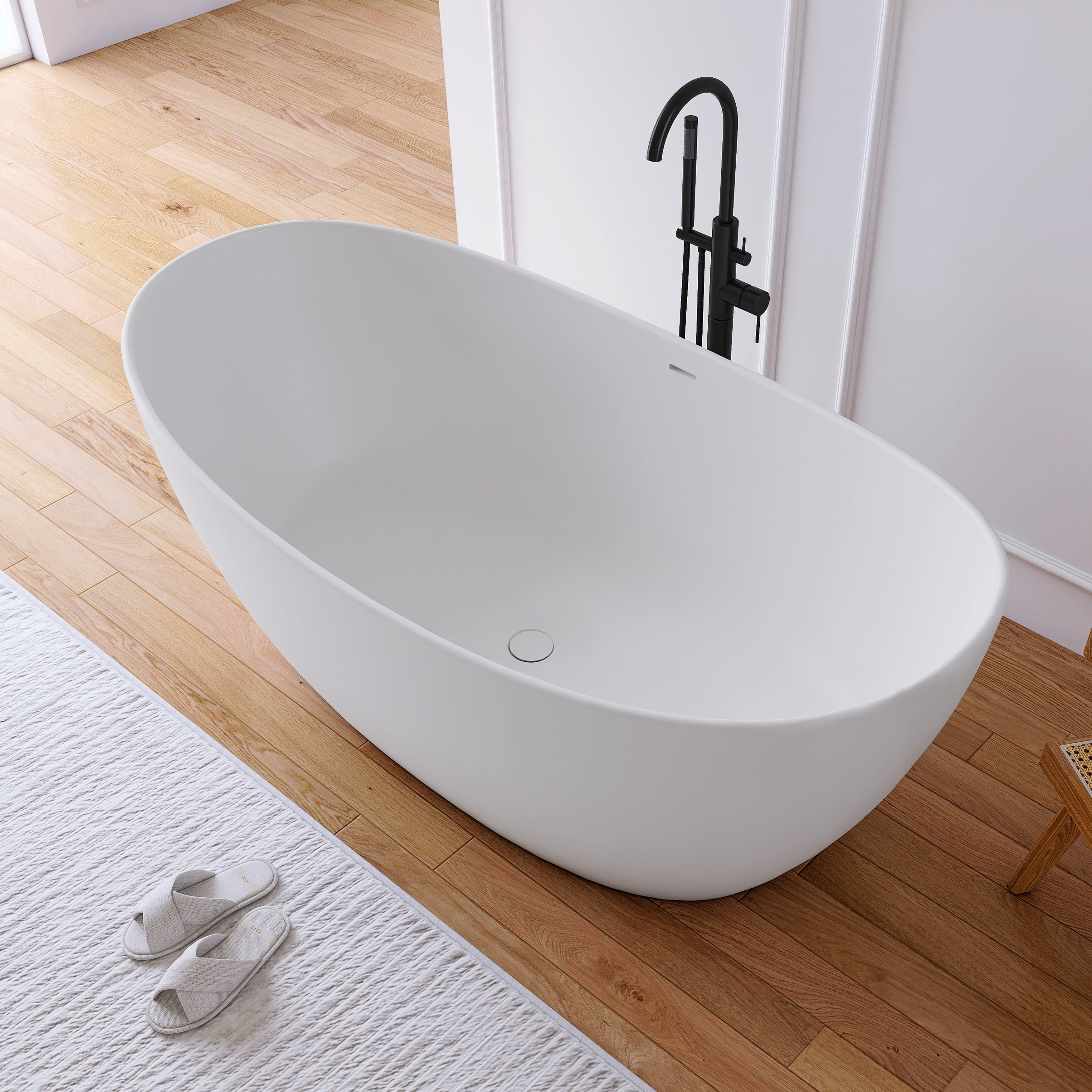 MEDUNJESS Forma 65'' Freestanding Bathtub Solid Surface Deep